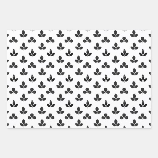 Weiße und schwarze Klee Geschenkpapier Set (Vorderseite)