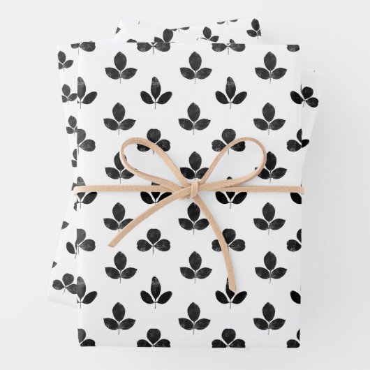 Weiße und schwarze Klee Geschenkpapier Set (Beispiel)