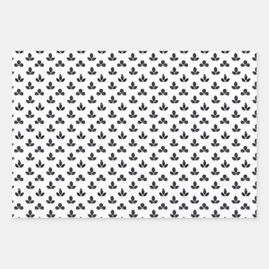 Weiße und schwarze Klee Geschenkpapier Set (Vorderseite 3)