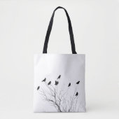 Weiße und schwarze Krähen in einem Baum Tasche (Vorderseite)