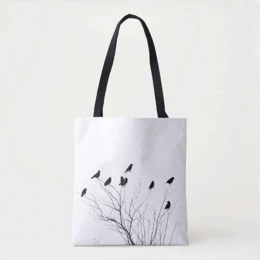 Weiße und schwarze Krähen in einem Baum Tasche (Vorderseite)