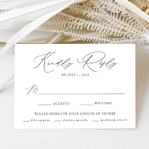 Weiße und schwarze moderne Eleganz Mahlzeiten-Ausw RSVP Karte