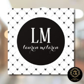 Weiße und schwarze Monogrammschleife Fensteraufkleber