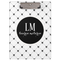 Weiße und schwarze Monogrammschleife