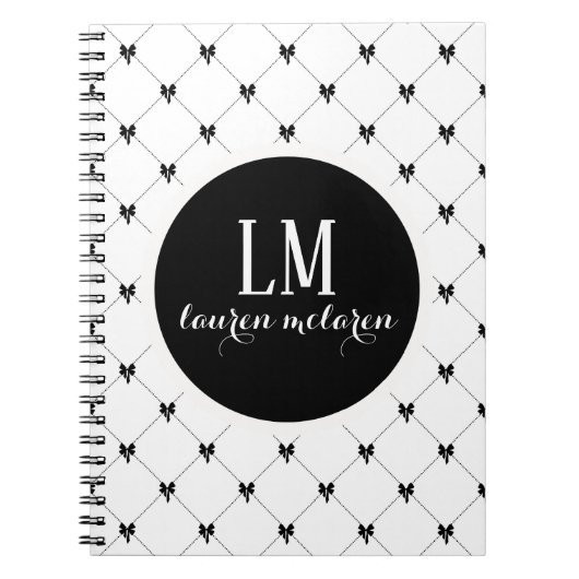 Weiße und schwarze Monogrammschleife Notizblock (Vorderseite)