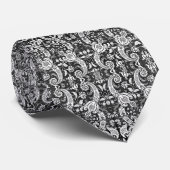 Weiße und schwarze Paisley-Flora | Krawatte (Gerollt)