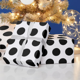 weiße und schwarze Polka-Punkte modern chic Geschenkpapier
