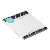 Weiße und schwarze Punkte mit blauem Akzent Notizblock (angewinkelt)