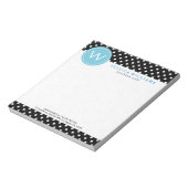 Weiße und schwarze Punkte mit blauem Akzent Notizblock (Rotiert)