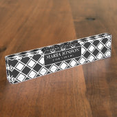 Weiße und schwarze Quadrate Namensplakette (Seite)