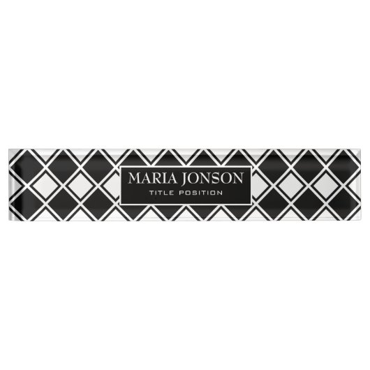 Weiße und schwarze Quadrate Namensplakette (Vorderseite)