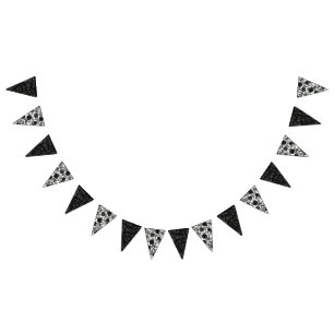 Weiße und schwarze Rosen-gotische Hochzeits-Flagge Wimpelkette