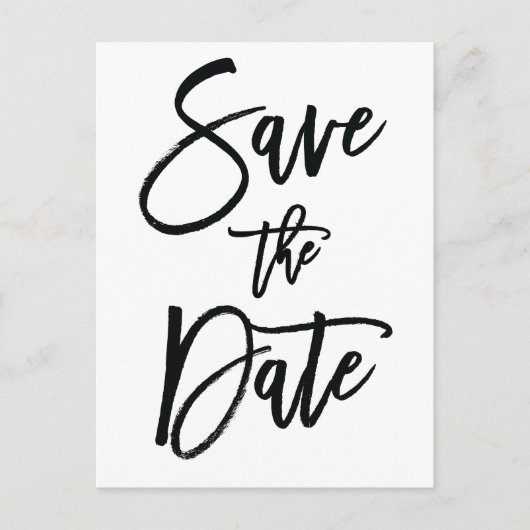Weiße und schwarze Save the Date Postkarten (Vorderseite)