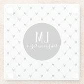 Weiße und schwarze Schleifen-Monogramm Glasuntersetzer (Rückseite)