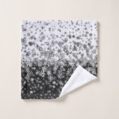 Weiße und schwarze Schneeflocken Badhandtuch Set (Waschlappen)