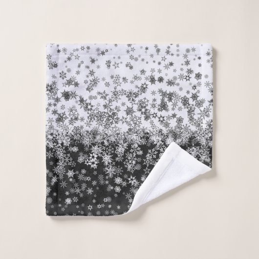Weiße und schwarze Schneeflocken Badhandtuch Set (Waschlappen)