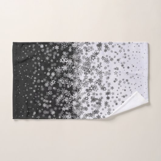 Weiße und schwarze Schneeflocken Badhandtuch Set (Handtuch)