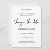 Weiße und schwarze Schrift Ändern Sie das Datum - Einladung (Vorderseite)