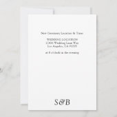 Weiße und schwarze Schrift Ändern Sie das Datum -  Einladung (Rückseite)
