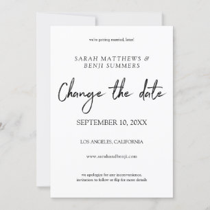 Weiße und schwarze Schrift Ändern Sie das Datum -  Einladung