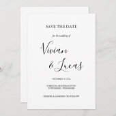 Weiße und schwarze Skriptereihen Speichern Sie das Save The Date (Vorne/Hinten)