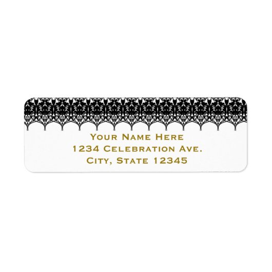 Weiße und schwarze Spitzen-Look Elegante Einladung (Vorne)
