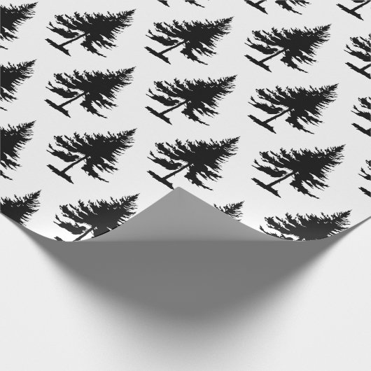 Weiße und schwarze Spruce-Bäume Geschenkpapier (Ecke)