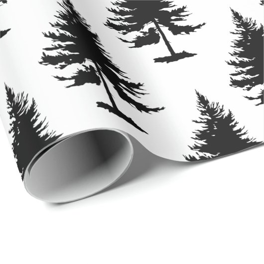 Weiße und schwarze Spruce-Bäume Geschenkpapier (Rolleneckpunkt)