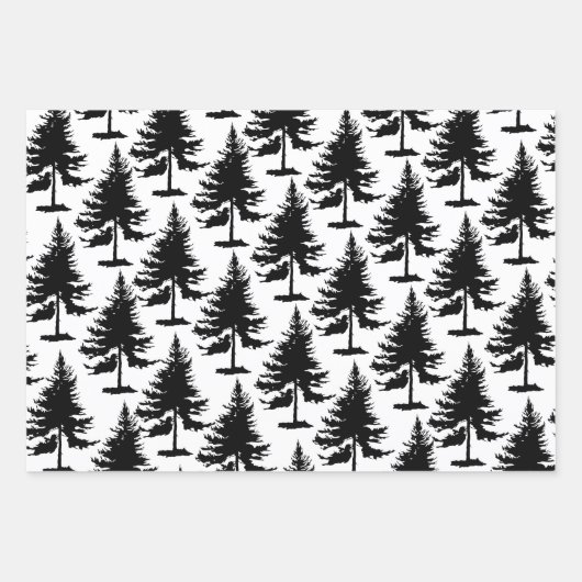 Weiße und schwarze Spruce-Bäume Geschenkpapier Set (Vorderseite 2)