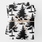 Weiße und schwarze Spruce-Bäume Geschenkpapier Set (Beispiel)