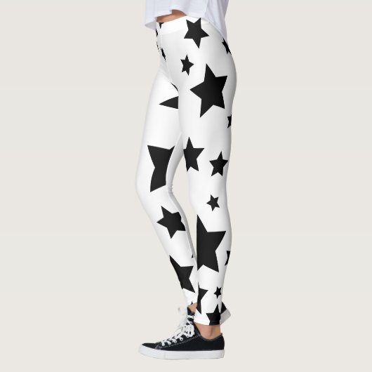 weiße und schwarze Stern-Leggings Leggings (Links)