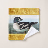 Weiße und schwarze Stockenten schwimmen im Wasser Badhandtuch Set (Waschlappen)