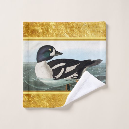 Weiße und schwarze Stockenten schwimmen im Wasser Badhandtuch Set (Waschlappen)