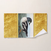 Weiße und schwarze Stockenten schwimmen im Wasser Badhandtuch Set (Handtuch)