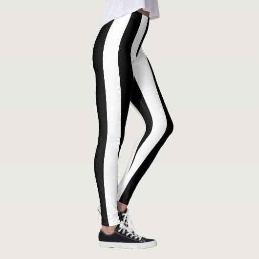 Weiße und schwarze Streifen Leggings (Rechts)