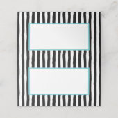 Weiße und schwarze Streifen mit Aqua Platzkarte (Außenseite Aufgefaltet)