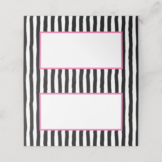 Weiße und schwarze Streifen mit rosa Platzkarte (Außenseite Aufgefaltet)