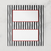 Weiße und schwarze Streifen mit roten Streifen Platzkarte (Außenseite Aufgefaltet)