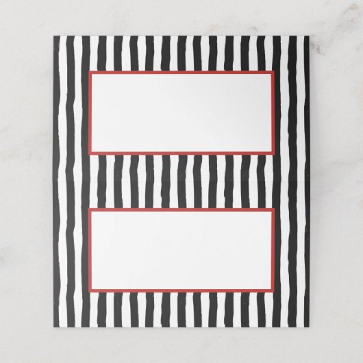 Weiße und schwarze Streifen mit roten Streifen Platzkarte (Außenseite Aufgefaltet)