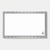 Weiße und schwarze Streifen | Monogramm Post-it Klebezettel (Vorderseite)