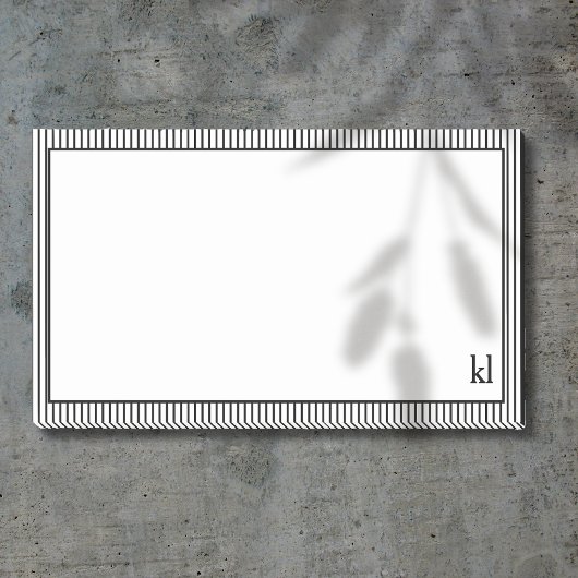 Weiße und schwarze Streifen | Monogramm Post-it Klebezettel