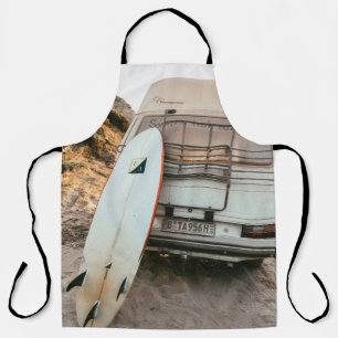 Weiße und schwarze Surfbretter Schürze