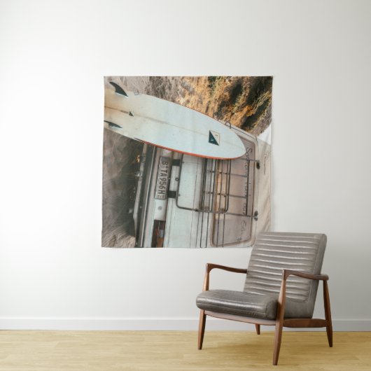 Weiße und schwarze Surfbretter Wandteppich (Beispiel (Horizontal))