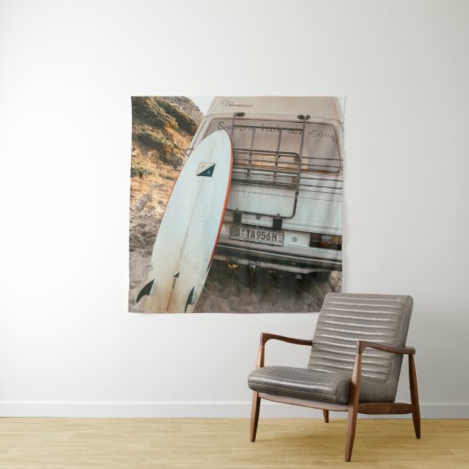 Weiße und schwarze Surfbretter Wandteppich (Beispiel)