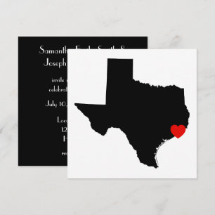 Weiße und schwarze Texas-Rot-Herz-Hochzeit Einladung