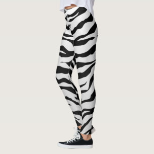 Weiße und schwarze Tiertiger-Streifen Leggings