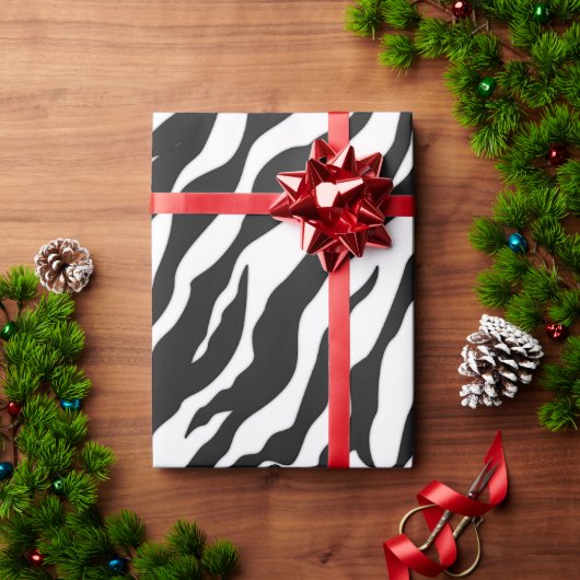 Weiße und schwarze Tiger Streifen Tierdruck Geschenkpapier (Feiertagsgeschenk)