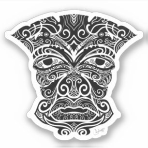 Weiße und schwarze Tiki-Maske Aufkleber
