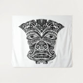 Weiße und schwarze Tiki-Maske Wandteppich (Vorderseite (Horizontal))