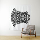 Weiße und schwarze Tiki-Maske Wandteppich (Beispiel)